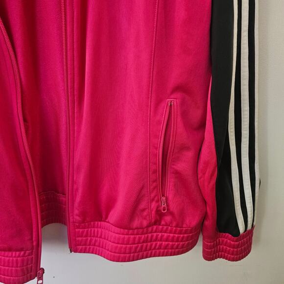 Adidas Full Zip Track Jacket Sz M Sporty Athletic Hot Pink Y2K Skater Blok - Picture 4 of 5